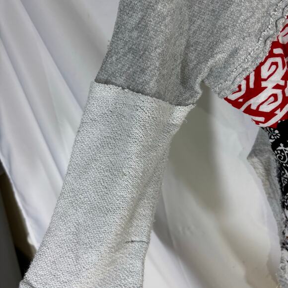 Free People Del Rey Bandana Mixed Media Oversized Scoop Neck Top XS Boho Casual - Picture 4 of 6